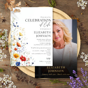 Invitation Célébration de la vie Fleurs sauvages Photo de fun