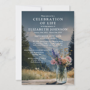 Invitation Célébration De La Vie Florale De Montagne Aquarell