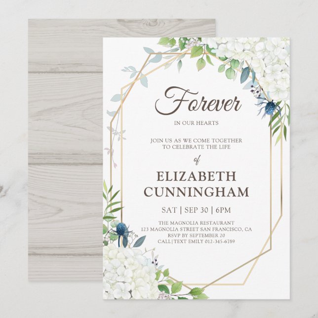 Invitation Célébration de la vie Florale moderne (Devant / Derrière)