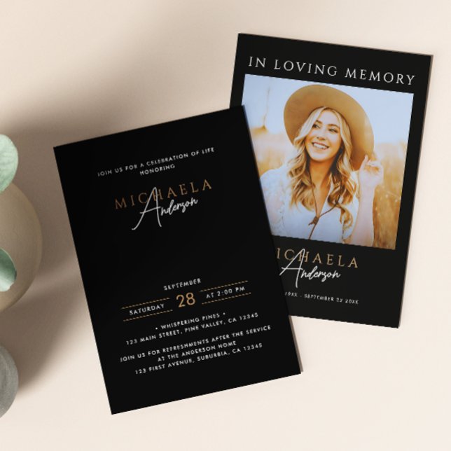 Invitation Célébration de la vie/funérailles/commémoration de (Créateur téléchargé)