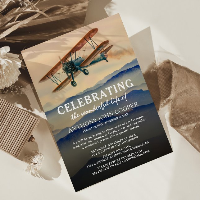 Invitation Célébration de la vie | Funérailles du pilote Mémo (Créateur téléchargé)