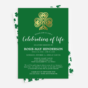 Invitation Célébration de la vie   Funérailles du trèfle celt