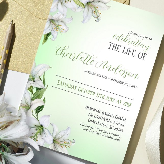 Invitation Célébration de la vie Funérailles florales (Créateur téléchargé)