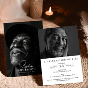 Invitation Célébration de la vie/Funérailles/Mémorial en 2 ph