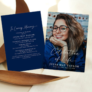 Invitation Célébration de la vie funéraire avec écriture mode