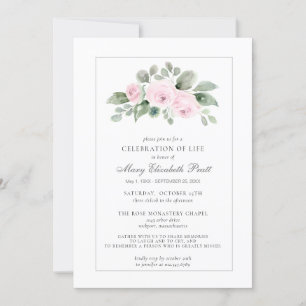 Invitation Célébration de la vie funéraire Mémorial rose flor