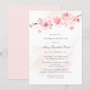 Invitation Célébration de la vie funéraire Mémorial rose flor