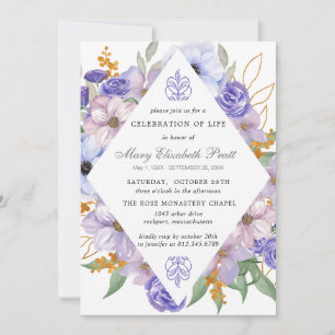 Invitation Célébration de la vie funéraire Mémorial violet fl