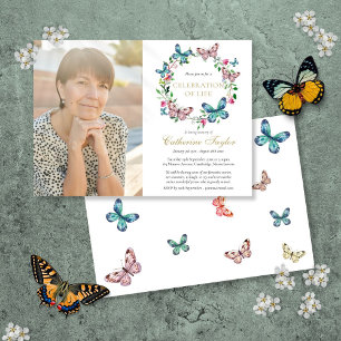 Invitation Célébration de la vie funéraire photo florale papi