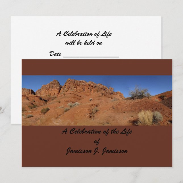 Invitation Célébration de la vie Invitation, Desert Hills (Devant / Derrière)