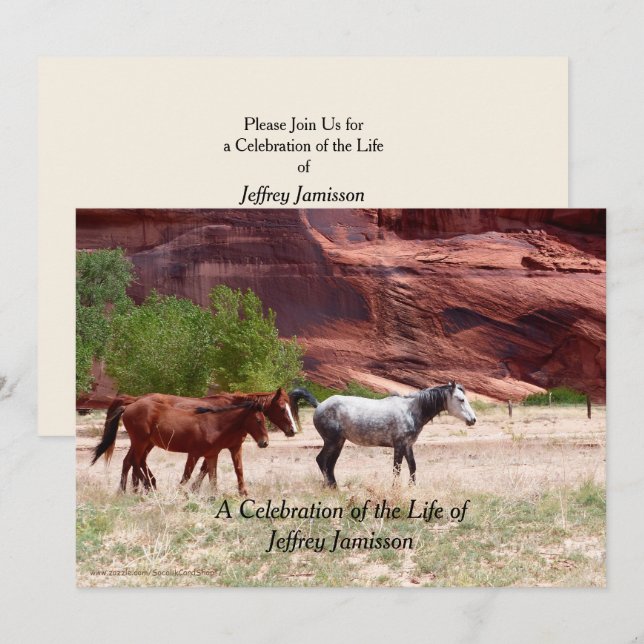 Invitation Célébration de la vie Invitation, Trois Chevaux (Devant / Derrière)