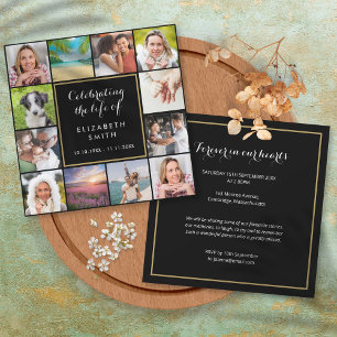 Invitation Célébration de la vie Mémorial 12 Photo Funéraille