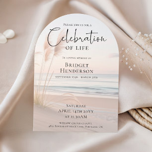 Invitation Célébration de la vie mémorial moderne plage océan