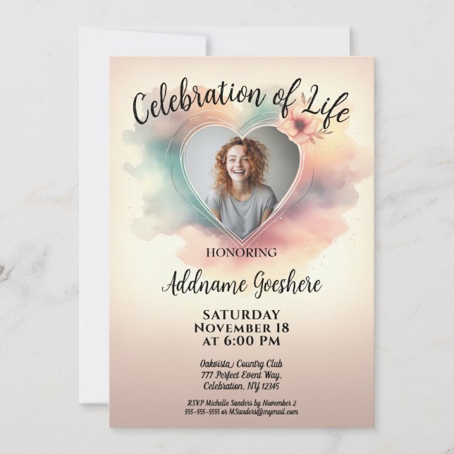 Invitation Célébration de la vie - Mer calme (Devant)