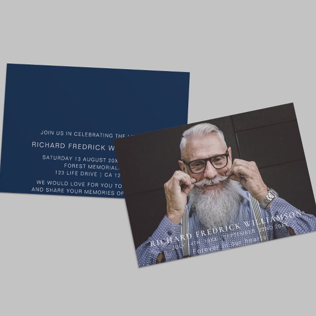 Invitation Célébration de la vie moderne photo funérailles (Créateur téléchargé)