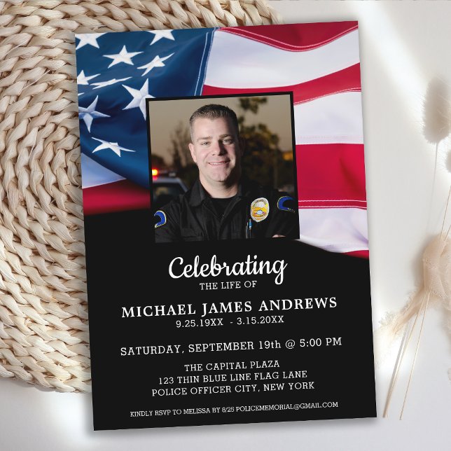 Invitation Célébration De La Vie Patriotique USA Flag Memoria (Créateur téléchargé)