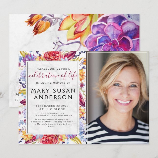 Invitation Célébration de la vie Photo (Devant / Derrière)