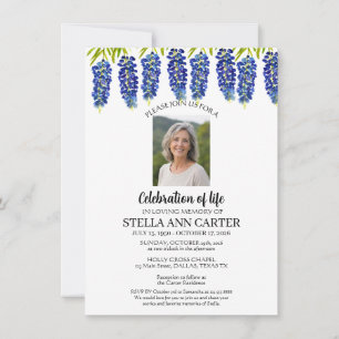Invitation Célébration de la vie Photo Bleuets Funérailles