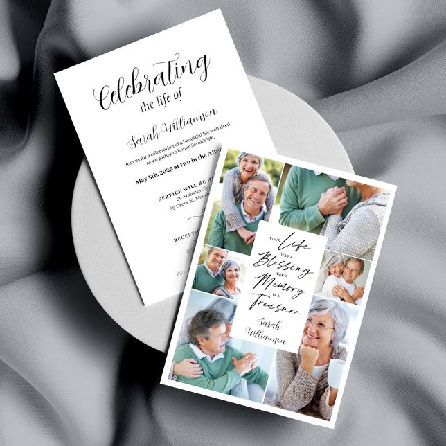 Invitation Célébration de la vie Photo Collage Funeral Memori (Créateur téléchargé)