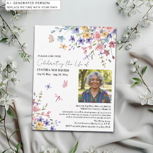 Invitation Célébration de la vie Photo de fleurs sauvages