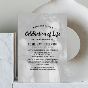 Invitation Célébration de la vie   Photo de mémorial funérair
