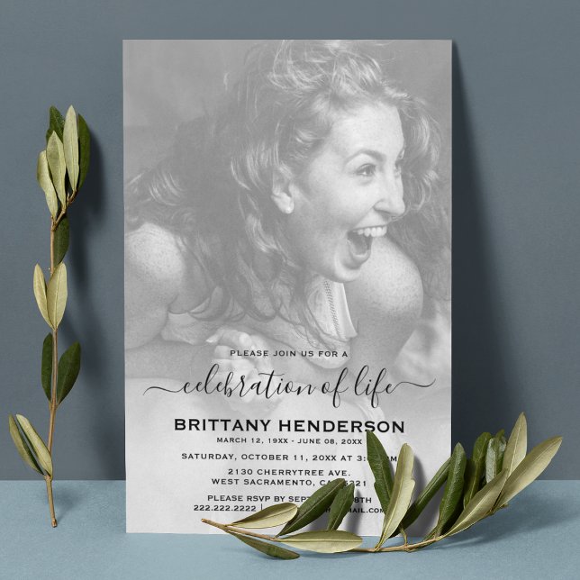 Invitation Célébration de la vie | Photo funéraire (Créateur téléchargé)