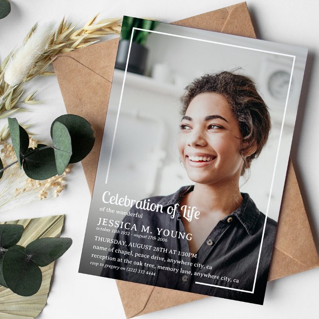Invitation Célébration de la vie Photo Funeral Memorial (Créateur téléchargé)