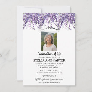Invitation Célébration de la vie Photo Wisteria Floral Funéra