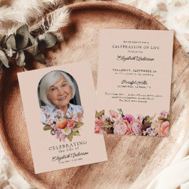 Invitation Célébration de la vie Roses roses et pivoines flor