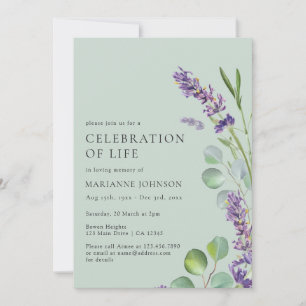 Invitation Célébration de la vie Sage moderne Vert Floral