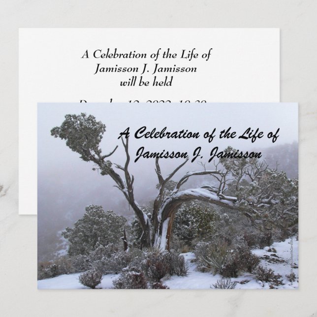 Invitation Célébration de la vie Service commémoratif Arbre d (Devant / Derrière)