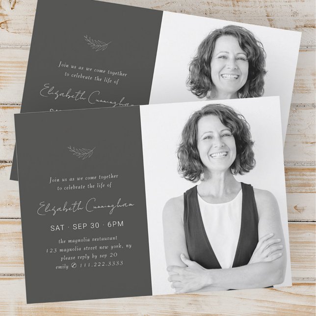 Invitation Célébration de la vie Simple et moderne Photo mini (Créateur téléchargé)