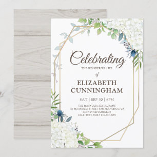 Invitation Célébration de la vie Simple Floral Geometry Woods
