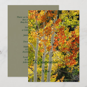 Invitation Célébration de la vie Trois Aspens à l'automne