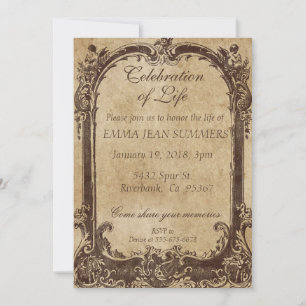Invitation Célébration de la vie Vintage Victorian Frame
