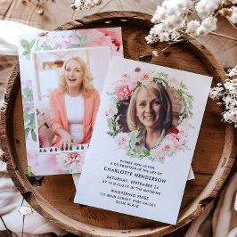 Invitation Célébration de la vie Watercolor Photo Memorial