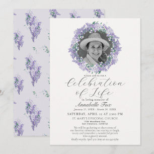 Invitation Célébration de la Wisteria de Life Funeral Memoria