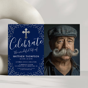 Invitation Célébration de Life Blue Silver Photo