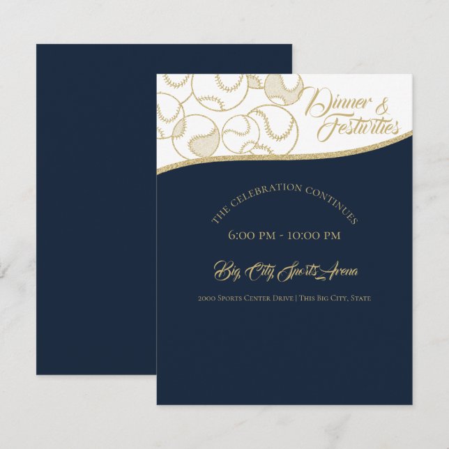 Invitation Célébration de l'or de baseball de softball (Devant / Derrière)