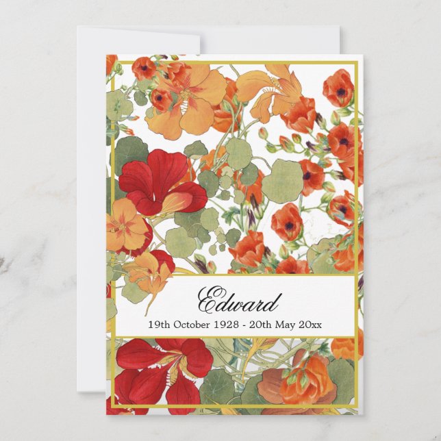 Invitation Célébration de l'or floral du Mémorial funéraire (Devant)