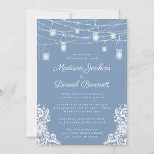 Invitation Célébration de mariage aux lumières bleues poussié