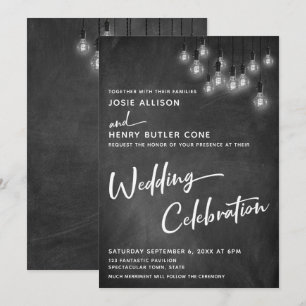 Invitation Célébration de mariage aux lumières Edison sur tab