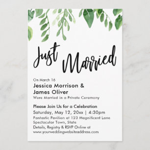 Invitation Célébration de mariage avec verdure à l'aquarelle