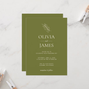 Invitation Célébration de mariage botanique vert olive