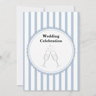 Invitation Célébration de mariage élégante à rayures bleues e