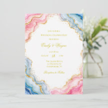 Célébration de mariage en agate rose bleu or