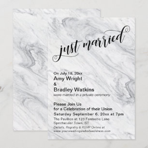 Invitation Célébration de mariage Marble juste après la noce