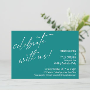 Invitation Célébration de mariage moderne sarcelle avec nous
