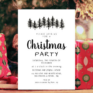 Invitation Célébration de Noël chic de la ligne d'arbres scan