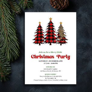 Invitation Célébration de Noël fantaisiste à carreaux rouges